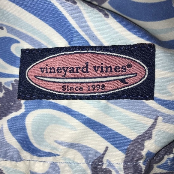 Vineyard Vines CHAPPY WAVE PALM TREE SWIM TRUNKS IN JAKE BLUE Size XL - Picture 3 of 10